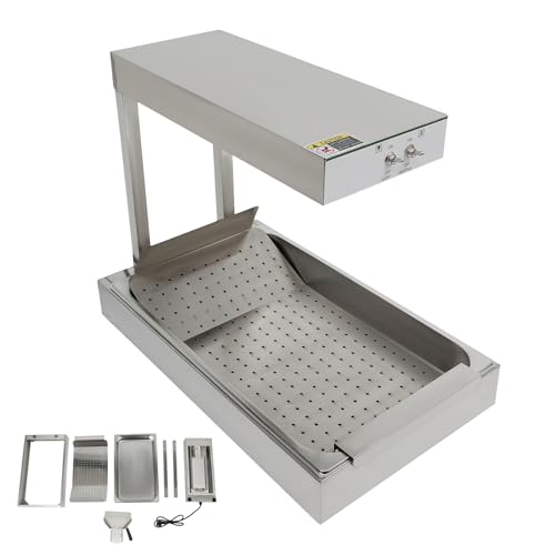 ROGONPDK Chauffe-frites en acier inoxydable 750 W - Appareil de maintien au chaud 220-240 V - Station chauffante pour frites - Chauffe-frites - Station...