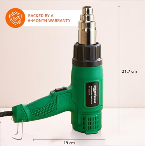 Image of Amazon Basics 1700W Heat Gun | Dual Temperature & Airflow Control | ABS Body | Hot Air Gun for Paint Removal, Plastic Welding & Shrinking | Blue