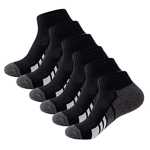 Sock Amazing Mens Black Ankle Running Socks Athletic No Slip No Show Socks Cushioned Low Cut Sock for Fitness Climbing Cycling Jogging Workout 6 Pairs Size 10-13