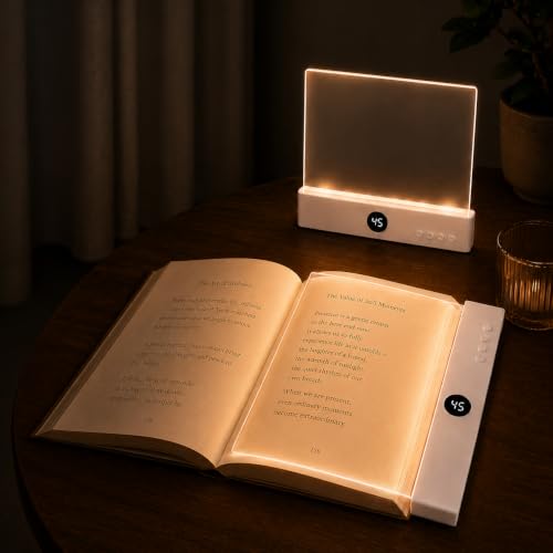 Luz de libro recargable con luces LED planas regulables y temporizador para lectura nocturna comoda