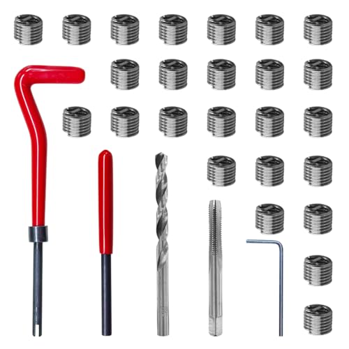 ZIMISI 30PCS M6 x 1.0mm Thread Repair Insert Kit Stainless Steel Helicoil Inserts Set Compatible Hand Tool Set M6 Thread Metric Helicoil Repair Kit Assortment for Car Repairing
