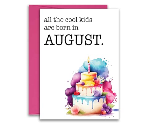 Birthday Month Birthday Cake Greeting Card 5x7 inches w/Envelope (August)