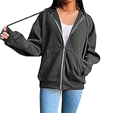 【Design】:Damen Sportjacke Kapuzenjacke Sweatshirt Das locker sitzende Design ist für Frauen aller Formen geeignet.Washing instructions: Hand wash in cold water. Oversize Sweatjacke Teenager Mädchen Damen brauner Hoodie Damen Vintage Jacke mit Ripp-Bündchen an den Ärmelenden und Saum, Seitentaschen, angenehm softer Kapuze mit Tunnelzug, Lockere Regular Passform geeignet für jedes Alter.