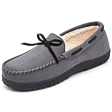 RockDove Men's Sherpa Lined Memory Foam Moc Slipper, Size 9 US Men, Charcoal