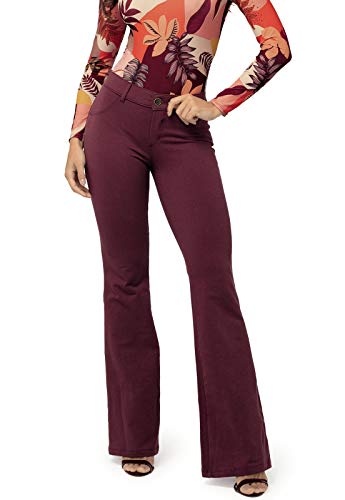 Calça Flare Jeans DeMillus 200116 Vinho Barolo Tamanho:ME