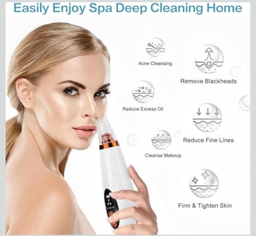 Image of 6 in 1 Multi-function Blackhead Remover Tools | Electric Derma suction Machine | USB Rechargeable Acne Pimple Pore Cleaner Vacuum tool - Facial Cleanser Device for Nose & Skin Care(6 in 1 WHITE)