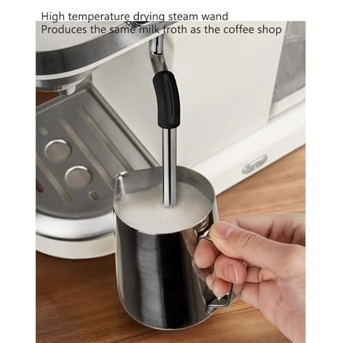 RYNDEX Espressomaschine, Kaffeemaschine Klein, Klein Kaffeemaschine Espresso für Cappuccino Latte & Macchiato, Milchaufschäumer(Beige)