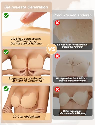 Klebe BH Push up Rückenfrei Trägerlos BH ohne träger Klebe-BHS große Brust Wiederverwendbare Unsichtbar Haut Freundlich Sticky Strapless Bra für kleine brüste Brautkleid Damen Rückenfreies Kleid