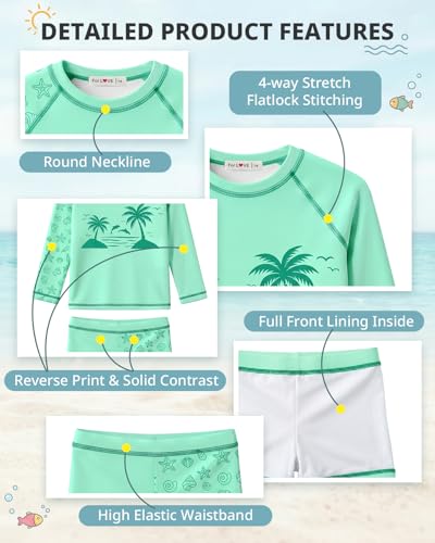 Image of weVSwe Girls Rash Guard Set 2-Piece UPF 50+ Sun Protection Swimsuit 2T-14 Years