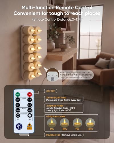 Image of BEICHI 12Pack Rechargeable Tea Lights with Remote Timer,White Charging Base