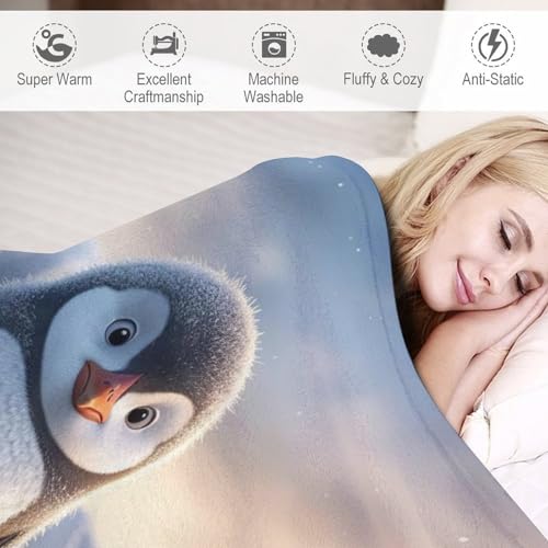 Couverture pingouin plaid lit canapé peluche douce légère jeté de sofa 100x130cm