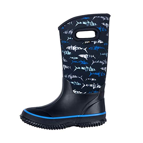 Wtw Waterproof Sharks Neoprene Rubber Rain Boots For Kids Winter Warm Outdoor Durable Rain Shoes For Boys #TOP1