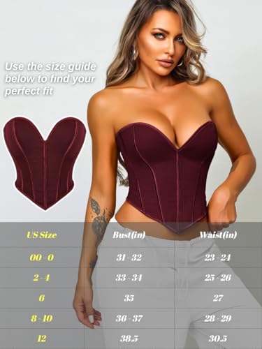 Image of ChiaoLezhee Heart Corset Top For Women, Sexy Concert Outfits Going Out, Strapless Crop Top, Overbust Bustier