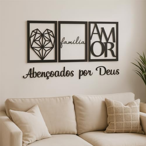 Quadros Religiosos Mdf Branco Kit Frase Abençoados Por Deus - Kit...