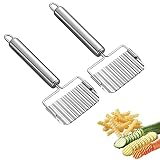 😍Diseño ergonómico: Cortadores Ondulados forma ergonómica, hoja de acero inoxidable y diseño de mango antideslizante, sin tener que preocuparse de que el cuchillo de corte se le escape de las manos, mango estable para un buen agarre, cómodo en la mano, cortador de arrugas buen corte , cortador ondulado muy fuerte y muy afilado, cortador ondulado con arrugas profundas, cortador ondulado cortado en grandes ondas limpias. Ahorre tiempo en la preparación de alimentos.