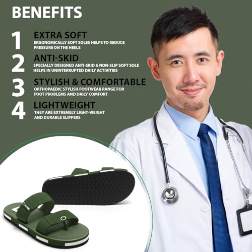 Image of DOCTOR HEALTH SUPER SOFT Men's Casual Slippers with Soft Cushioned Sole, Double Strap with Toe Loop Design, Lightweight Anti-Slip Everyday Wear Slippers for Home and Outdoor Use
