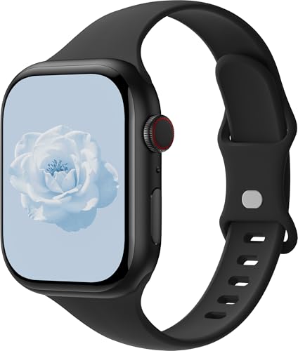 Image of Thin Silicone Band Compatible with Apple Watch 41mm 38mm 40mm 46mm 45mm 42mm 44mm, Slim Narrow Replacement Sport Strap Wristband for iWatch Series 11 10 9 8 7 6 5 4 SE Ultra 3 2 1 Women Men