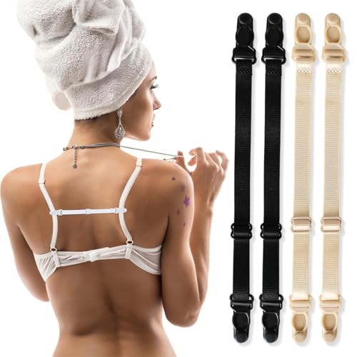 GGUFAY - 4 Sangles de Soutien-Gorge, Bretelles Antidérapantes, Support de Soutien-Gorge Réglable Avec Sangles de Connexion, élastique Doux et Confortable Soutien-Gorge