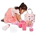 Bebamour 7 Pcs Baby Doll Diaper Bag Set Baby Doll Bottles and Doll Accessories Doll Feeding Set Including Diaper Bag,Changing Pad For 12-15 Inches Dolls(Rabbit)