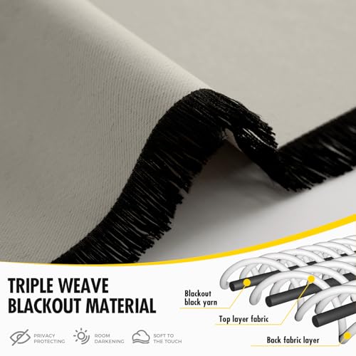 Image of MIULEE Cobblestone Blackout Bedroom Curtains Drapes 72 Inch Long 52 inchx72 inch | Grommet Top, Room Darkening Window Drapes, Privacy Protection, Thermal Insulated, Heat Blocking, Light Blocking