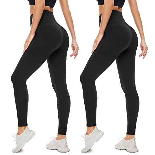 Super Soft Leggings for Women(2 Pack)-Tummy Control High Waisted Workout Womens Leggings Gifts(L-XL)
