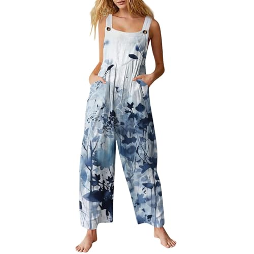 Combinaison pantalon femme ample à motif floral bohème