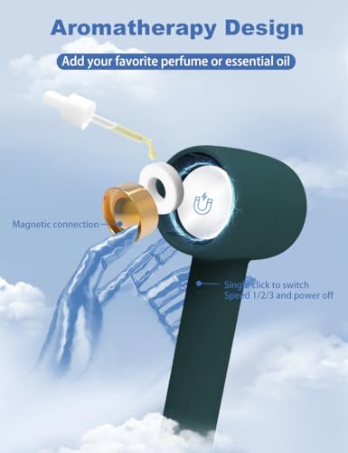 KENSUKA Handheld Fan HA1, Rechargeable Portable Hand Held Fans with Aromatherapy, 3-Speed Adjustable, Ideal for Travel, Makeup, Outdoor Personal Cooling