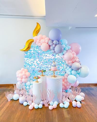 Image of Rainbow Shimmer Wall Backdrop 3ftx4ft Sequin Backdrop Panels Baby Shower Birthday Wedding Background Sparkling Mermaid Disco Party Decorations