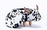 Home 2 Office Cow Ottoman with Storage for Bedroom, Playroom, Nursery or Recreation Room Decor, Soft Animal-Shaped Ottoman with Wooden Legs