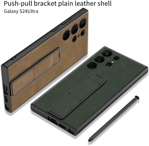 Image of TechTrendz Luxyry Slim Frosted Leather Folding Bracket Kickstand Case Compatible with Samsung Galaxy S25 Ultra, Skin-Feel Camera Protective Cover for Samsung Galaxy S25 Ultra 5G (Grey)