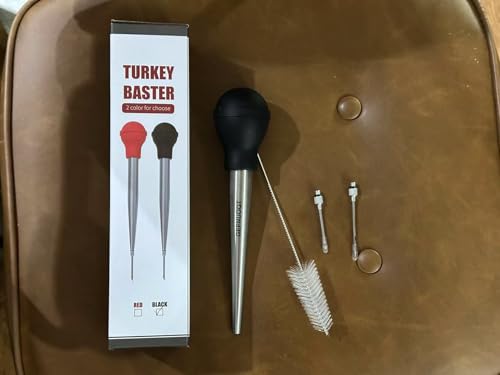 GEPNUOQT Stainless Steel GEPNUOQT Turkey Basters Marinade Injectors Seasoning Injectors Set with 2 Marinade Needles 1 Cleaning Brush for Meat and Poultry Basters Home Kitchen Baking Tools