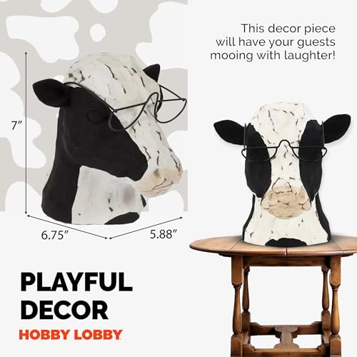 Figura decorativa de resina negra y blanca con diseño de vaca miniatura 3