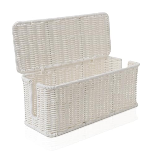 Cable Management Box, Handmade Rattan Cable Organizer with 2 Open ...
