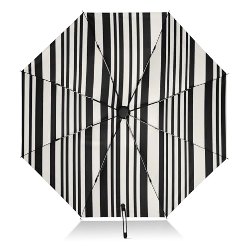 Parapluie pliable à rayures noires et blanches étanche et portable GAIREG