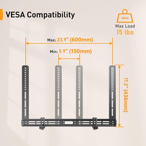 Image of Perlegear Soundbar Mount, Sound Bar Mount with Holes /Without Holes, Sound Bar Mounts Under TV up to 15 lbs, Non-Slip Base Holder Extends 3.5 inch to 6 inch, Attach Speaker to TV or Wall