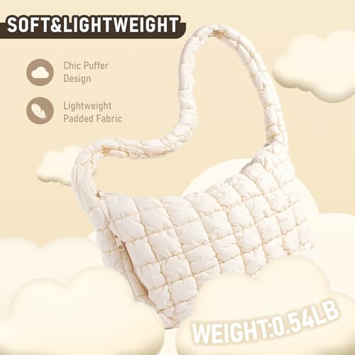 Image of Puffer Bag for Women,Large Lightweight Quilted Tote Bag for Women Puffy Hobo Crossbody Handbags with Padding,Zip Pockets