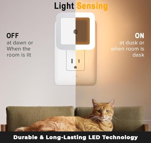 Image of MotiBaNight Light Sensor Control Square Lamp Energy Saving LED Sensor Lamp Nightlight for Children Kids Bedroom - Pack of 1 (Warm White)