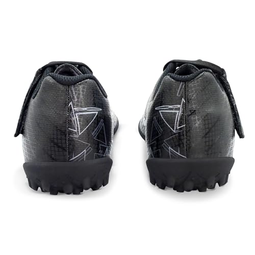 Image of NIVIA Carbonite 7.0 Kids Football Turf Shoe, Synthetic Leather Upper, PU Rubber Turf Outsole, Lightweight Insole & Durable Design for Young Football Champions (Black, UK12)