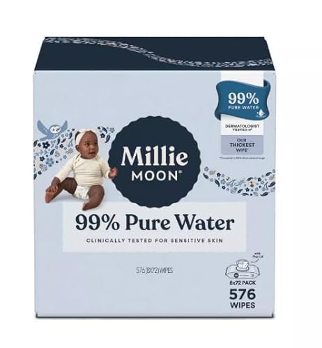 Millie - Moon 99% Pure Water Baby Wipe ~ 576 Count