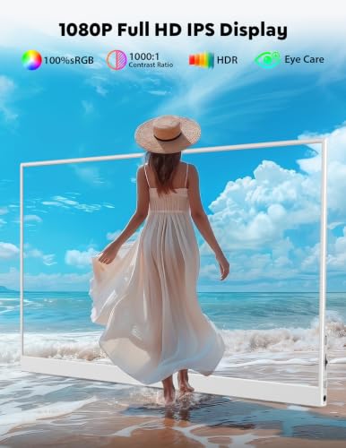 Image of Portable Monitor 15.6 inch, FHD 1080P 100% sRGB White Laptop Monitor with Adjustable Stand, Ultra Slim Travel Monitor with Eye Protection, Plug and Play for Laptop /PC /Mac /Android /PS5
