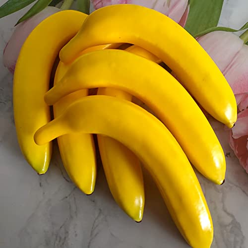 Jilukibo Plastic Individual Fake Fruit Bananas, Artificial Lifelike Simulation Yellow Bananas For Photography Props Paintings Model, Storefront Party, Kitchen Decor (6 Pack) #TOP5