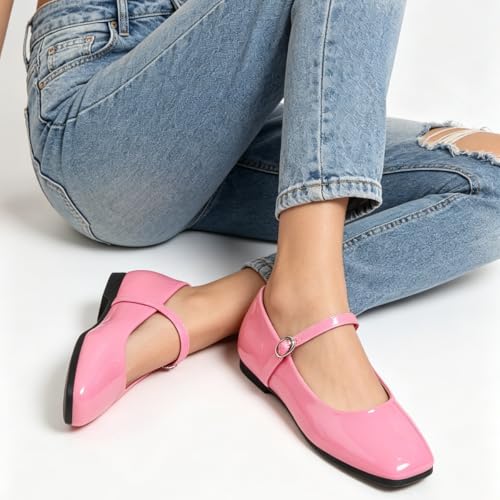Image of LUXINYU Women's Slip on Flats,Classy Round Toe Solid Classic Mary Jane Ballet Dance Shoes Soft Comfortable PU Flat Shoes
