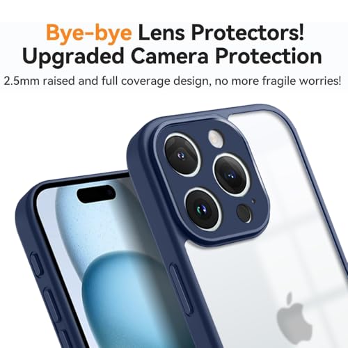 Image of KARWANBack Cover |Shockproof Bumper Case | Full Camera Protection | Raised Edges | Super Soft Side TPU | Bumper Case for iPhone 15 Pro - Blue