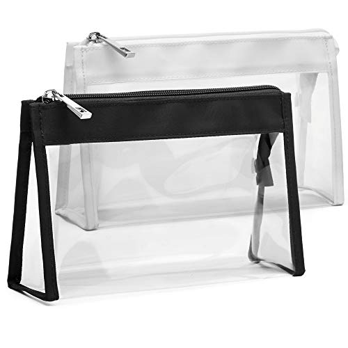 Clear Makeup Bag, Veckle 2 Pack PVC Cosmetic Bag with Zipper Travel Cosmetic Pouch for Women Multi-purpose