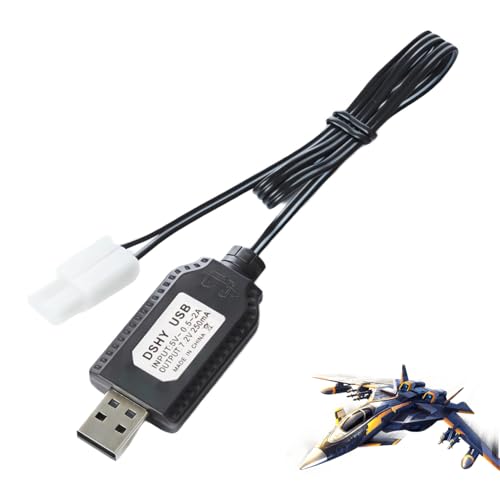 7.2V USB Charger Cable with Standard Tamiya Plug Connector Suitable for Rc Excavators Trucks,Tanks,Engineering Vehicles,Remote Control Cars, Rc Plane 7.2V Nicd or Nimh or Lipo Batteries (black)