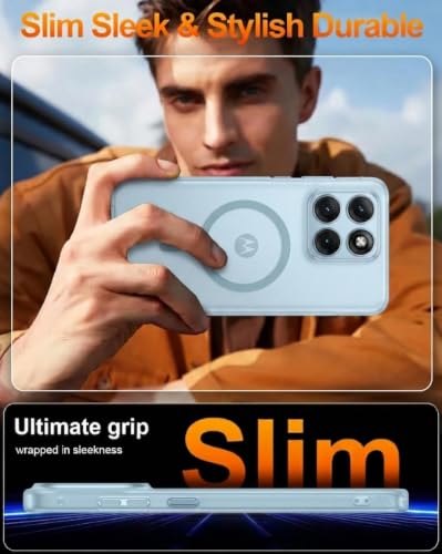 Image of DIZORO Matte Case for Motorola Edge 70 Fusion Compatible with MagSafe, Camera Lens Full Protection, Shockproof Translucent Frosted TPU Soft Phone Cover, Anti-Fingerprint (Sierra)