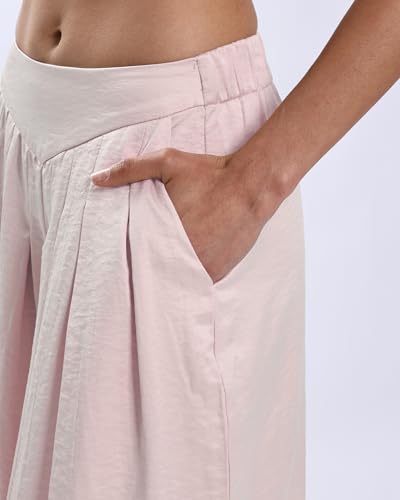 Xintianji Women's Ruffled Texture 9/10 Length Wide Leg Dress Casual Pants with Side ZipperSide Pockets2