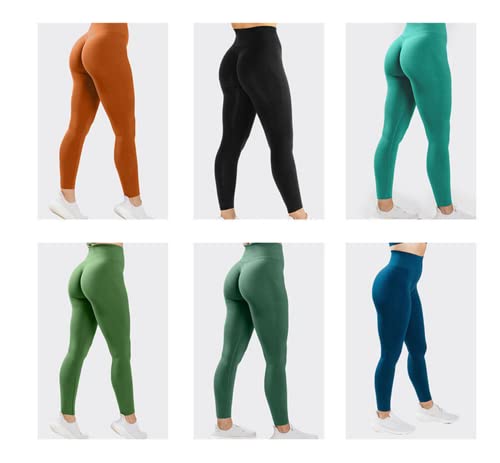 Cicilin Leggings atléticas femininas para treino, ioga, cintura alta, sem costura, leggings de compr