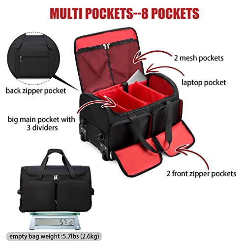 Rolling Duffle Bag With Wheels For Sneaker Shoes Bag With Adjustable Divider For Travel Men Women Gym Sport Large Wheeled Duffel Luggage Equipment Carrying Case Soccer Athletic Shoes #TOP4