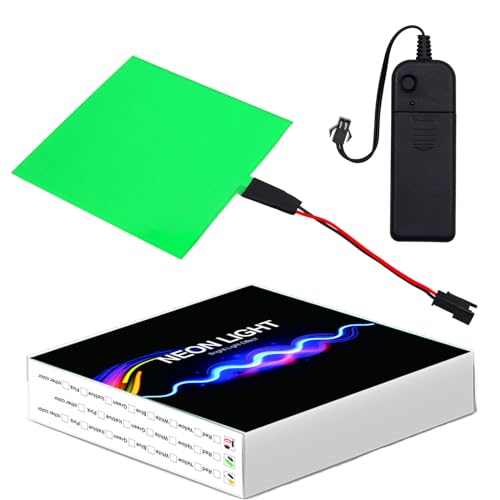 Ygmylandbb Electroluminescent Panels, EL Panels light, EL Sheets 10 cm x 10 cm (3.93" x 3.93") ON/Slow Flash/Fast Flash, Green, 1Pack